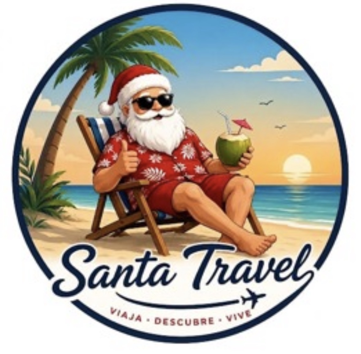 Logo de Santa Travel: Santa Claus en la playa